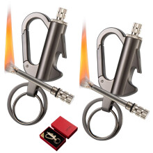 Keychain Lighter 2 Pack Reusable Metal Forever Match Black Fuel Ignition for Camping and Home