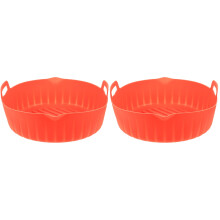 2Pcs Red Silicone Pot Bowls Air Fryer Mats Non-Stick Dishwasher Safe