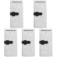 5Pcs Portable Jewelry Organizer Roll Bag Foldable Felt Grey