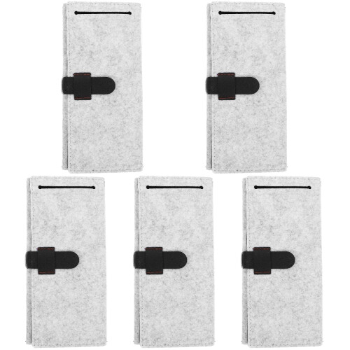 5Pcs Portable Jewelry Organizer Roll Bag Foldable Felt Grey