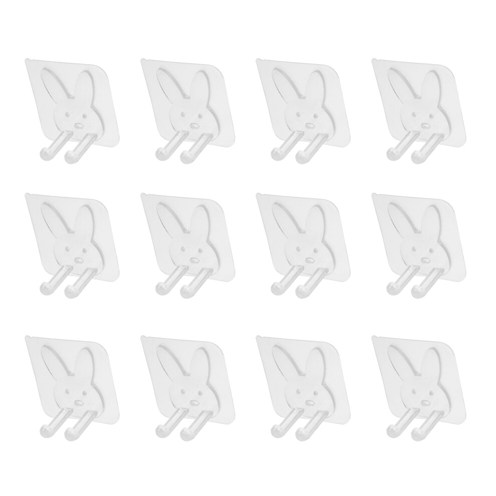 12Pcs Clear Acrylic Punch-Free Wall Hooks Multipurpose Stick On Hooks 3724142908525
