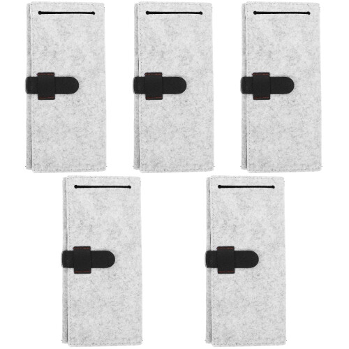 5Pcs Portable Jewelry Organizer Roll Bag Foldable Felt Grey 1