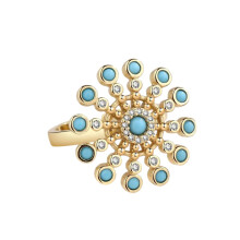 Sunflower Fidget Spinner Ring for Women Stress Relief Rotating Copper Metal Wedding Party Jewelry Gift