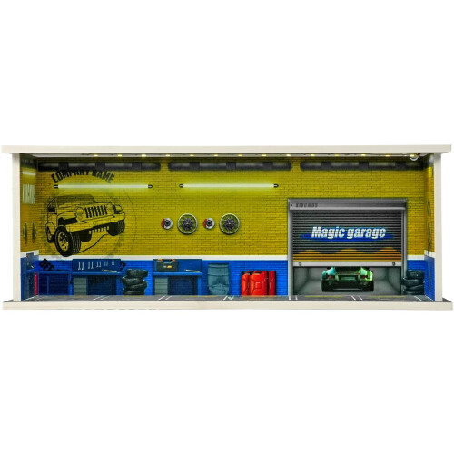 Display Case for Hot Wheels 1/64 Scale Garage with LED Lights Dustproof Acrylic Cover Stackable