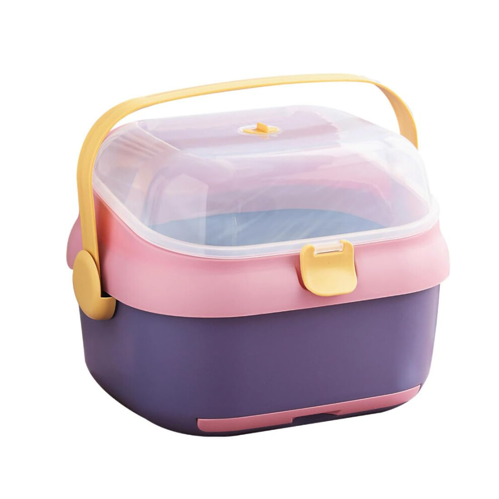 2 in 1 Baby Bottle Drying Rack with Dustproof Lid and Removable Drainage Tray for Travel and Home