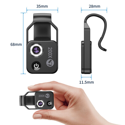 200X Portable Mobile Phone Microscope with 6 LED Lights, Adjustable Brightness 1
