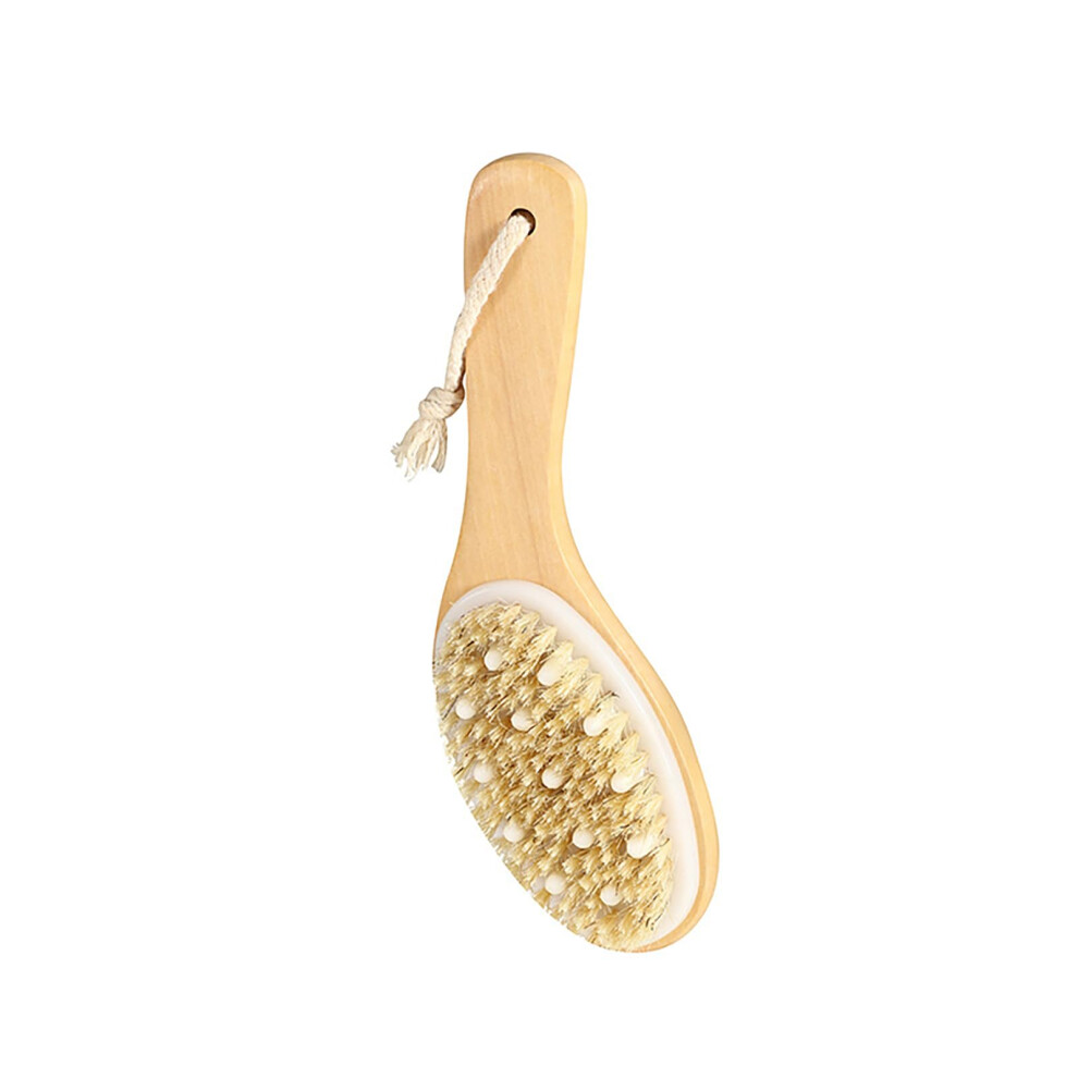 Dry Body Brush for Exfoliation and Lymphatic Massage, Long Handle Boar Bristle Back Scrubber Dual Use Wet Dry