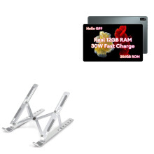 Adjustable Tablet Stand for Desk Compatible with Headwolf HPad 3 Ultra, Foldable Multi Angle Riser, Metallic Silver