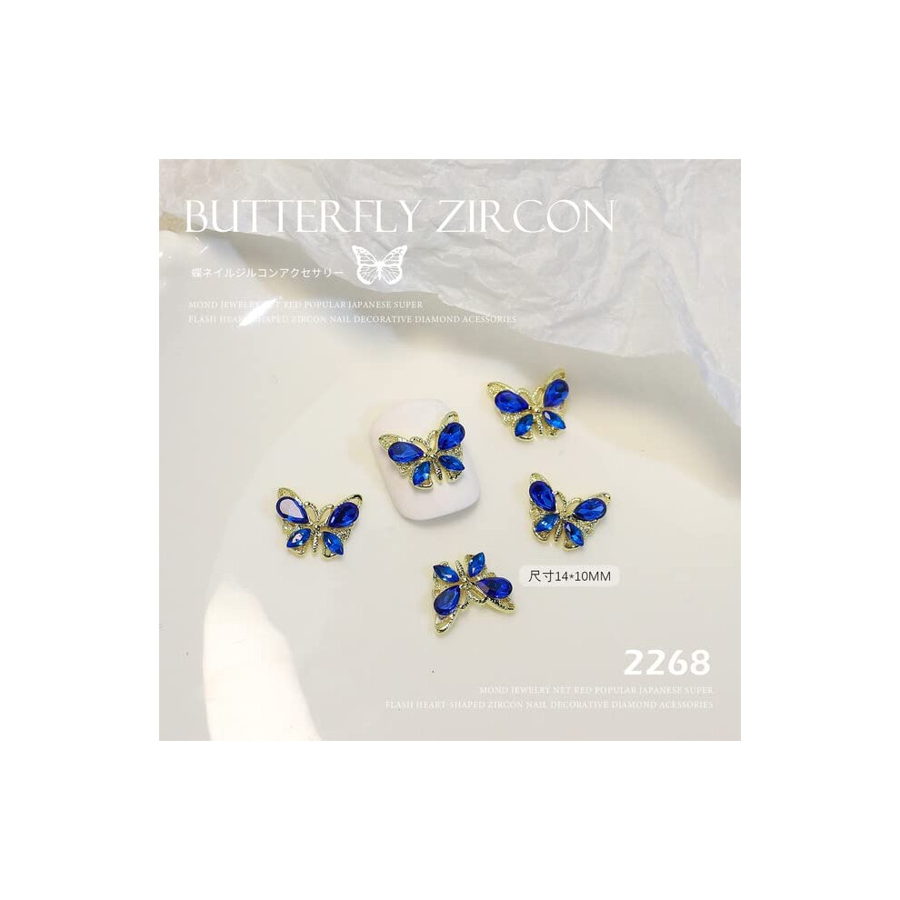 10pcs 3D Butterfly Nail Charms with Sparkling Crystal Rhinestones, Multicolor Alloy Decorations for DIY Manicure and Salon Use