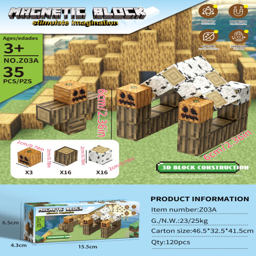 RWSEFK Magnetic BlocksBuild Mine Magnet World Set 2