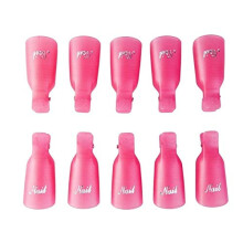 10pcs Pink Nail Polish Remover Clips Set for Efficient Gel Removal, Reusable Soak Off Caps for Salon and Home Use