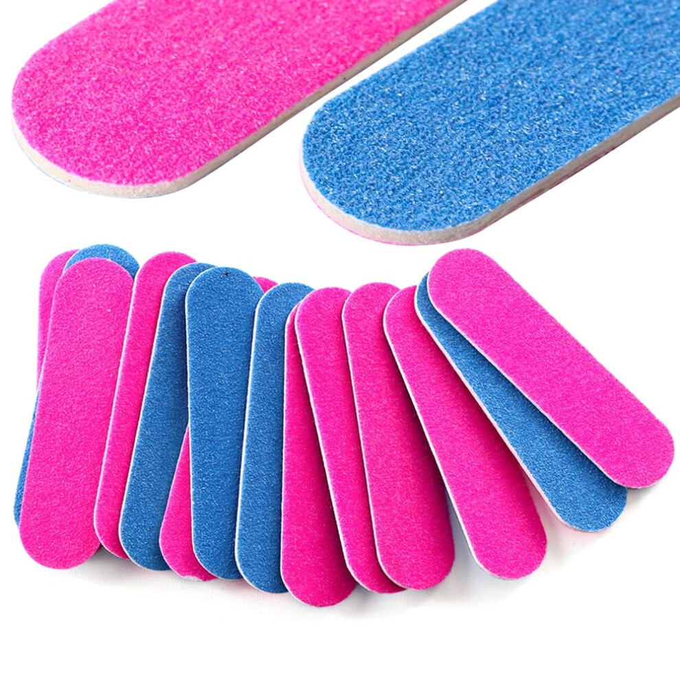 100PCS Double Sided Mini Nail File and Buffer Set 180/240 Grit Wood Chip Disposable for Manicure Pedicure
