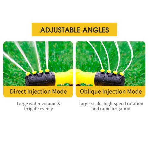 360 Adjustable Garden Sprinkler, 15m Coverage, Yellow 1