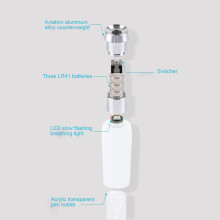 LED drehbarer Fingerstift 1,5*22cm Silikon Aluminium Kugelschreiber Licht