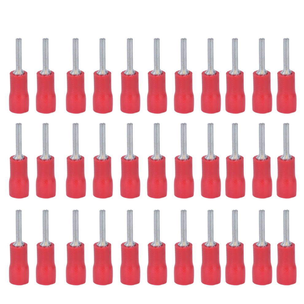 100Pcs Copper Pvc Red Insulated Ferrules Terminal Awg 22-16 3731390478694
