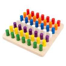 Montessori Wooden Peg Board Color Sorting Toy for Toddlers Fine Motor Skills Educational Play Set