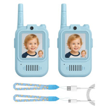 Kids Video Walkie Talkies with Screen, 2 Pack Rechargeable Long Range Radios with Voice Effects for Boys and Girls Age 312