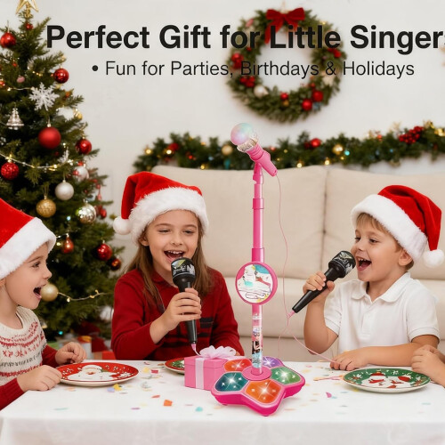 Kids Karaoke Machine with Bluetooth Wireless Playback, Adjustable Echo, HeightAdjustable Stand 2