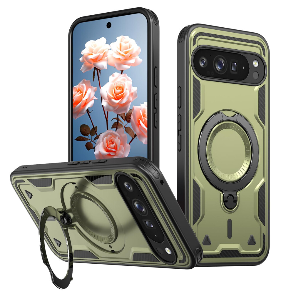 Magsafe Case With Rotatable Magnetic Kickstand, Military Shockproof Protective Cover Mq For Google Pixel 9A Green 9330225958413