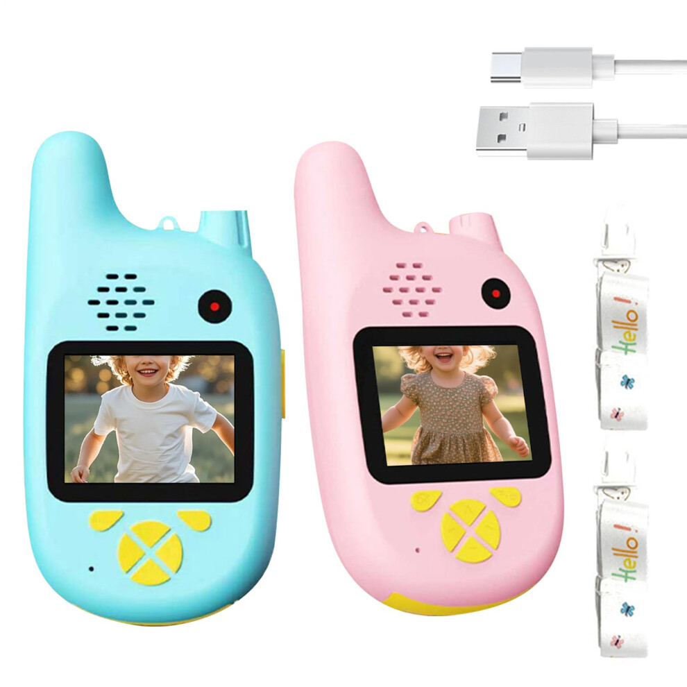 Kids Rechargeable Video Walkie Talkies With Camera And Voice Changer, Long Range Twoway Communication, 2 Pack 9455672159388
