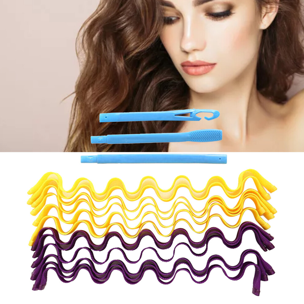 Spiral Curls Styling Kit 12pcs DIY Plastic Curling Rollers, 55cm