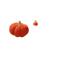 Halloween Pumpkin Pillow and Resin Figurine Set, Halloween Themed Home Decoration Gift