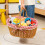Woven Picnic Basket With Checkered Lining And Top Handle For 4