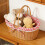 Woven Picnic Basket With Checkered Lining And Top Handle For 5