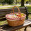 Woven Picnic Basket With Checkered Lining And Top Handle For 7