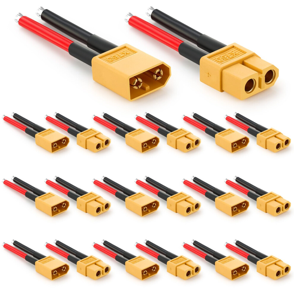 10 Pairs Xt60 Connector Plug Set With 14Awg Silicone Wire For Rc Lipo Battery Drone Car Boat 9330225958727