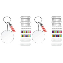 2X Acrylic Keychain Blank Set, Transparent Round Acrylic Blank Bulk (5 Inches), Suitable for Vinyl Resin Project