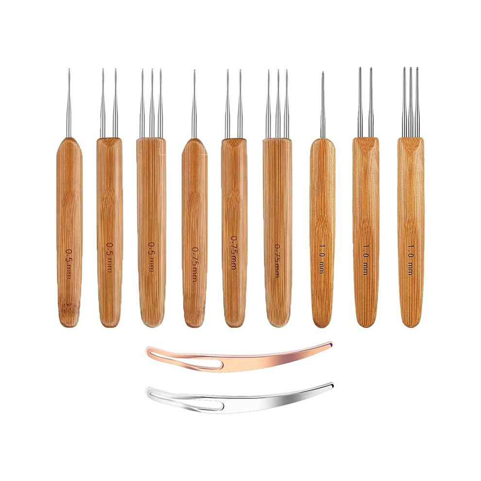 Tauoh 9 Pcs Dreadlock Crochet Hook For Hair, Loc Needle For Dreads With 2 Interlocking Tool 0.5Mm 0.75Mm 1Mm Weaving Crochet