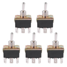 5X AC 250V/10A 125V/15A DPDT 3 Position /OFF/ 6 Pins Toggle  Black+Silver