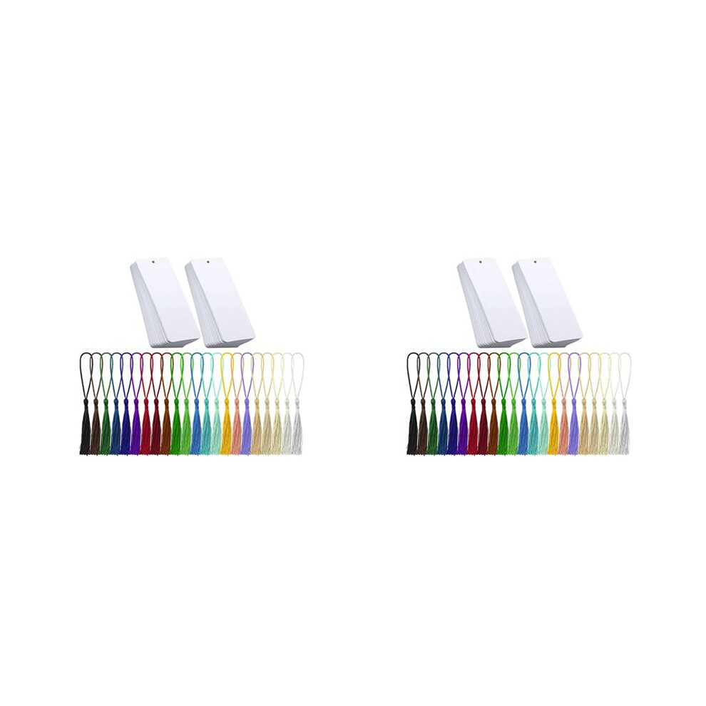 160 Pieces Blank Bookmarks Cardstock With 160 Pcs Colorful Tassels, Paper Bookmarks For Diy Classroom Projects 6032262430671