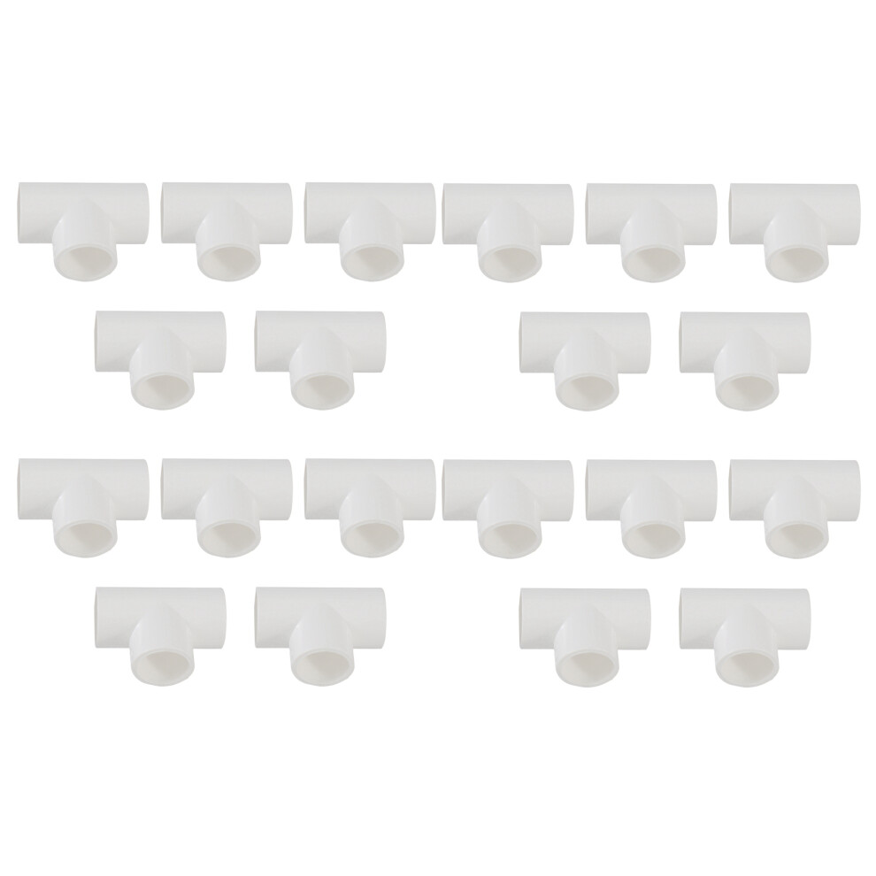20Mm Pvc Tee 3 Way Water Pipe Tube Adapter Connectors White 20 Pcs 6033799432961