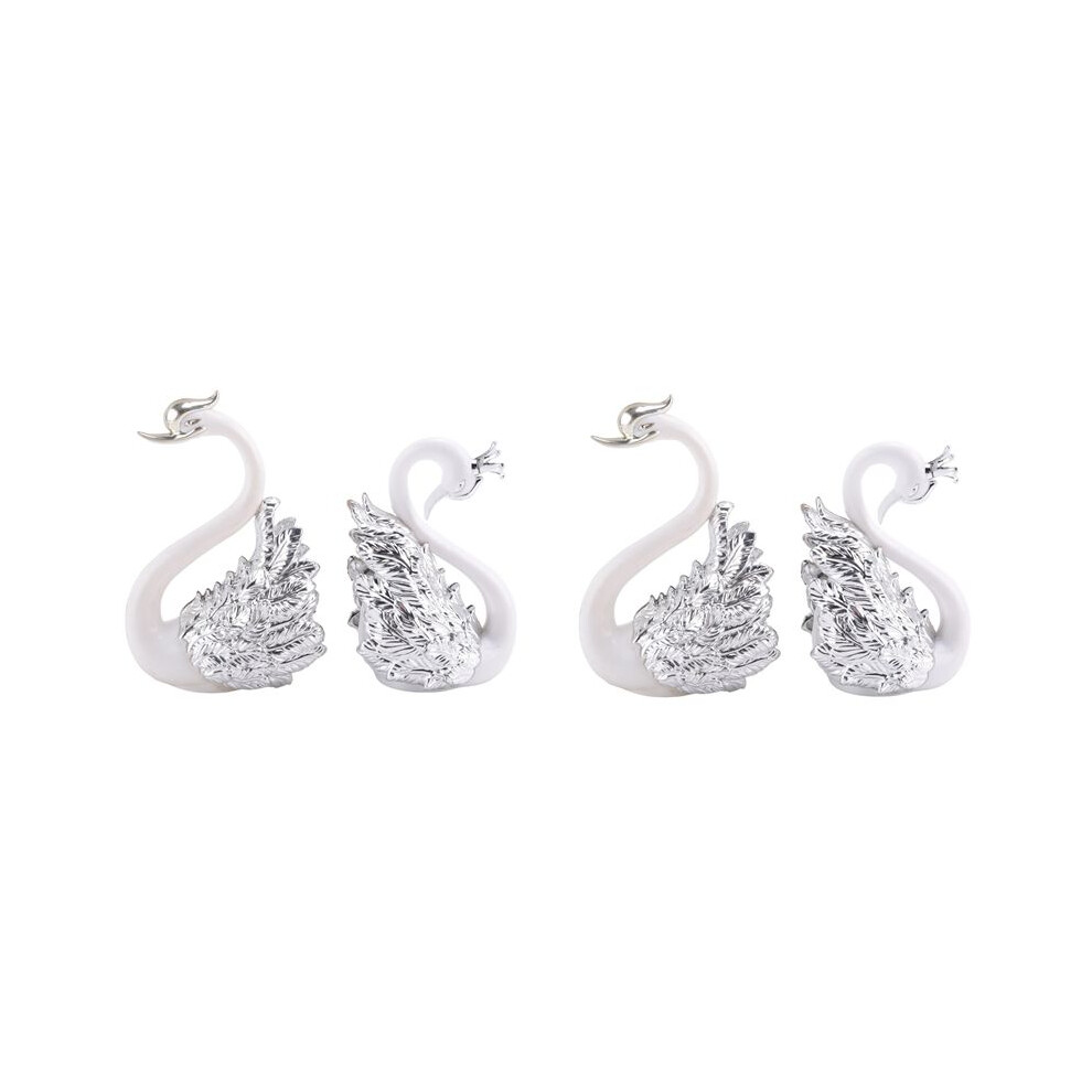 Typecat 4 Pieces Of Swan Ornaments Figurines,Swan Cake Decoration,Car Figurines Decoration,Home Wedding Christmas Decoration B