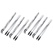 8 Pcs of Rubber Tip Tweezers Set for Laboratory Industrial Hobby Tweezers Pliers Jewelry Stamp Plastic Box 12/15cm