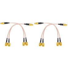 4x WiFi Antenna Coaxial Cable SMA Female to Y-Type 2XSMA Male Straight Splitter Combiner Extension Pigtail Cable RG316