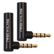 2X REXLIS 3,5mm MäNnlich auf Weiblich 90 Grad Rechtwinklig Adapter Audio Mikrofon Klinke Stereo Steckverbinder