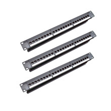 3X 19Inch 1U Cabinet Rack Pass-Through 24 Port CAT6 Patch Panel RJ45 Contact Port (RJ45 Contact Port) Modular Frame
