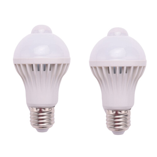 2X E27 Led Bulb Light Motion Sensor Light LED PIR Motion Sensor Lamp Globe Bulb Light Lamp, 5W 1