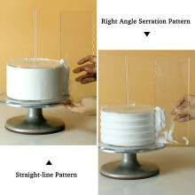 2 Set Acrylic Round Cake Disk Set - Cake Discs Circle Base Boards with Center Hole - Comb Scrapers (4 Patterns)