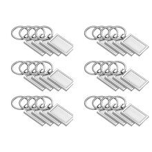 24 Pieces Sublimation Blank Keychain Rectangle Metal Heat Transfer Keychain Blank Key Rings for DIY Crafts Supplies