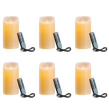 6X LED Candles, Flickering Flameless Candles, Rechargeable Candle, Real Wax Candles with Remote Control,10cm A