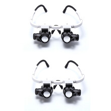 2piezas 8X 15X 23X Lupa de Ojo Doble Llevar La Cabeza Lupa Iluminada para Joyero Reparacion de Reloj Gafas de Aumento
