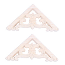 2Pcs 8 x 8cm Wood Carved Corner Onlay Applique Decor Furniture  Unpainted