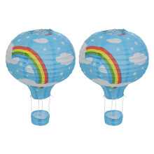 2X 12Inch Hot Air Balloon Paper Lantern Lampshade Ceiling Light Wedding Party Decor, Rainbow