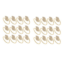 Napkin Ring, 24 Pcs Metal Napkin Rings Holder for Wedding Party Dinner Table Decoration (Leaf-Gold)