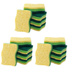 Esponjas de Cozinha Domésticas de Celulose Anti-Riscos, Esponjas de Louça 15 Pacotes, Esponja de Lavagem de Louças Multiuso para Uso Doméstico