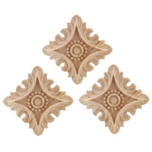 3X Vintage Unpainted Wood Carved Corner Onlay Applique Frame Background Home Furniture Wall Cabinet Door Decor